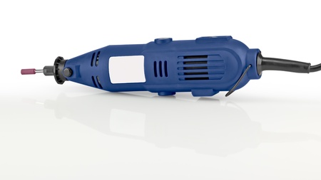 Blue Cordless Drill. Isolated on white background.の写真素材