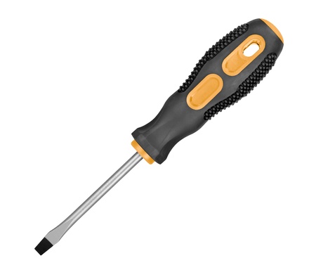 White and yellow screwdriver. Isolated on white background.の写真素材