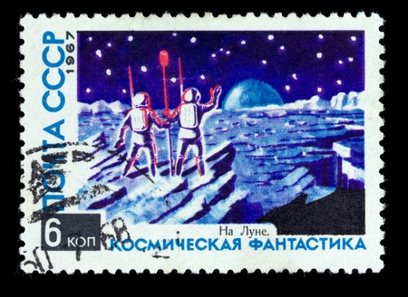 USSR - CIRCA 1967: A Stamp printed in the USSR shows the space fantasy, circa 1967の写真素材