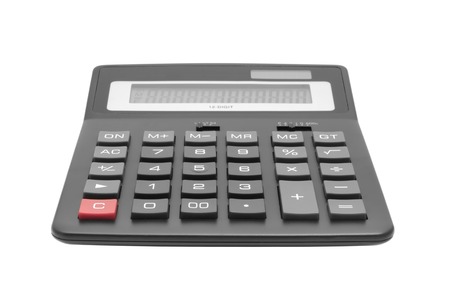 Big black calculator isolated on white backgroundの写真素材