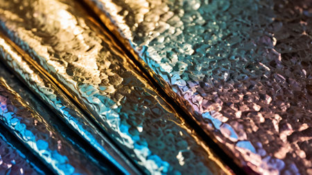 Abstract metallic texture with shiny, reflective surfaces and gradient colorsの素材