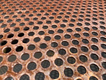 close up view Dotted Rusty Steel Plate surface.の写真素材