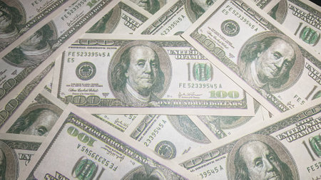 collection of money stacks of 100 US dollar banknotes that make up a large portion, purpose for ...