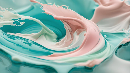 Abstract ink splashes in water, soft blending of pastel tones, macro shotの素材