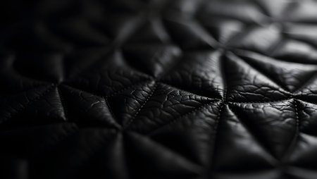 view of black leather with pattern, selective focusの素材