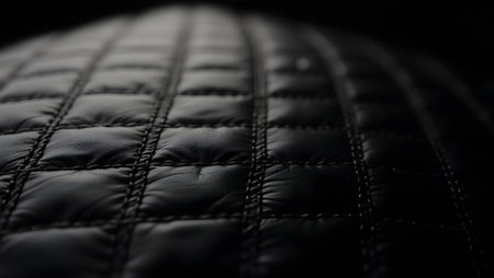 view of black leather with pattern, selective focusの素材