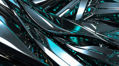 A futuristic abstract design with overlapping gradients in metallic colorsの素材