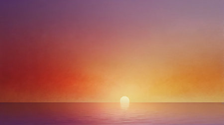 GENERATE AI, A gradient background inspired by the sunset, transitioning from golden yellow to warm red and soft violet.の素材