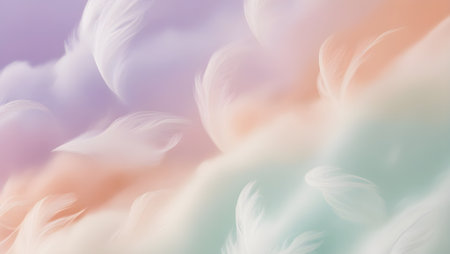 Ethereal gradient with glowing pastels, blending light lilac, soft peach, and pale mint, resembling cloudsの素材