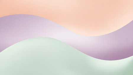 Soothing pastel gradient art, blending pale peach, lavender, and mint green tones with smooth texturesの素材