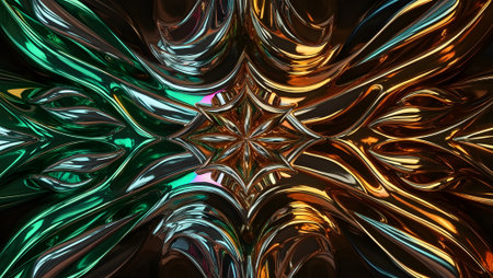 An abstract metallic texture with iridescent rainbow reflectionsの素材