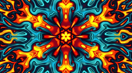 vibrant kaleidoscope pattern with intricate symmetry and bold, bright colorsの素材