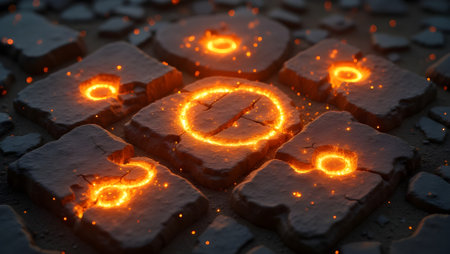 Arcane glowing runes, seamlessly woven into ancient stoneの素材