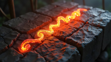 Arcane glowing runes, seamlessly woven into ancient stoneの素材