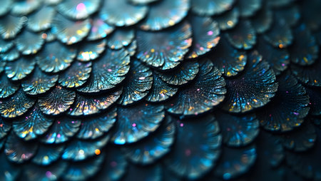 Dragon scale texture, detailed with iridescent reflections, purpose for backgroundの素材