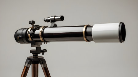 telescope on tripod isolated on white backgroundの素材