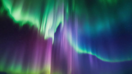 Gradient inspired by auroras, blending vivid green, purple, and blue.の素材