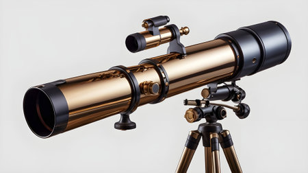 telescope on tripod isolated on white backgroundの素材
