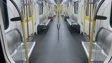 Malaysian Mass Transit Train (MRT) seating area, during night hour,