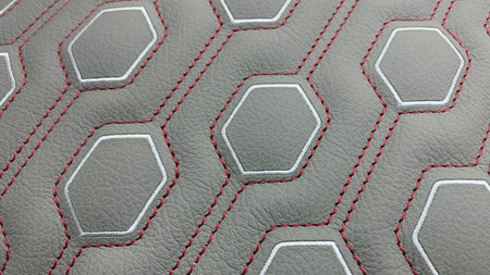 Leather stitched  with pattern, leather black texture or backgroundの写真素材