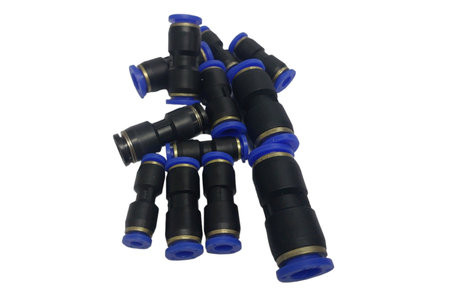 Pneumatic Push In Fittings for Air or Water Hose and Tube Connector with isolated white background