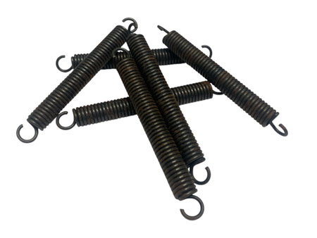 black spring made of metal, use on machine, Isolate on white background