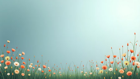 gradient background from teal blue into soft gray with flowers the border,  purpose for background.の素材