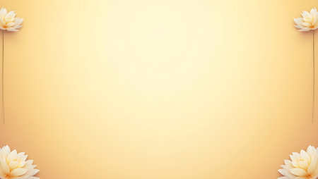 gradient background fading from golden yellow to warm beige with flowers the border,  purpose for background.の素材