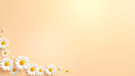 gradient background blending peach orange into cream with flowers the border,  purpose for background.の素材