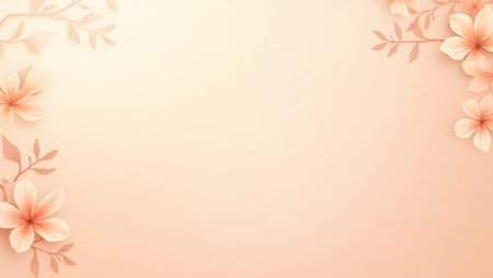 gradient background from coral peach into soft cream with flowers the border, purpose for background.の素材