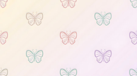 Elegant pastel butterfly pattern for spring fashion designs and vibrant summer promotions or whimsical invitations, with soft colorsの素材