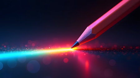 Unleash your creativity with this vibrant pencil, sparking innovation and artistic vision nowの素材