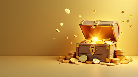 Unlock your financial potential now with this treasure chest overflowing, photo conceptの素材