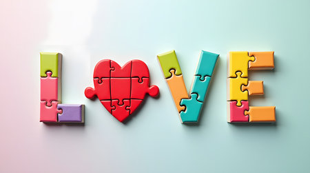 Show your love with this puzzle art, perfect gift or creative decoration for Valentine'sの素材