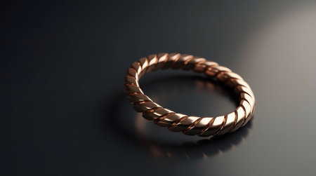 Elegant rose gold bracelet on dark reflective surface for jewelry advertising and fashion promotion useの素材