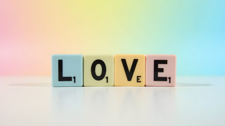 love, blocks, toy, pastel, colorful, gradient, background, valentine, day, heart, celebration, happy, cute, design, graphic, element, cheerful, joy, playful, childhood, fun, decoration, creative, card, message, positive, concept, romance, relationshipの素材