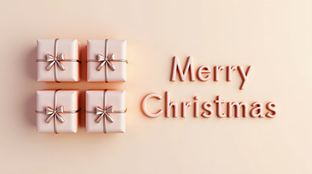 Delightful Merry Christmas gifts for a holiday celebration in a modern, soft pink color paletteの素材