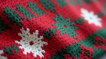 theme christmas, snowflake patternsÂ with this cozy red and green knit blanketの素材