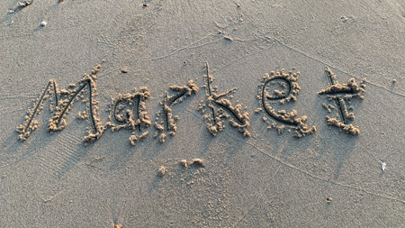 market with this beach sand message, perfect for targeting your audience and strategyの写真素材