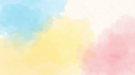 color gradient of sky blue, lemon yellow, and rose pink, watercolor paper texture, purpose for backgroundの素材