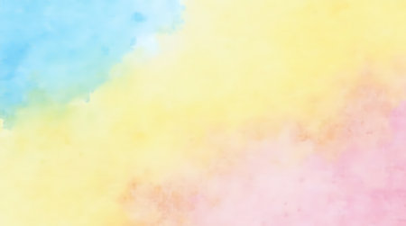 color gradient of sky blue, lemon yellow, and rose pink, watercolor paper texture, purpose for backgroundの素材