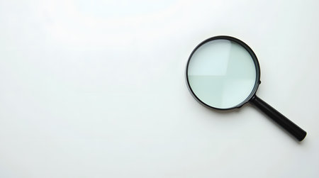 Magnifying glass on white background perfect for search, discovery and business solutions, photo conceptsの素材