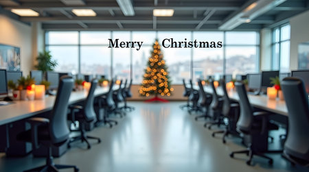 modern office Christmas celebration backdrop for holiday greetings and warm wishes to colleaguesの素材