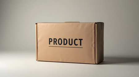 Cardboard product box ready for shipping and delivery to customers with careの素材