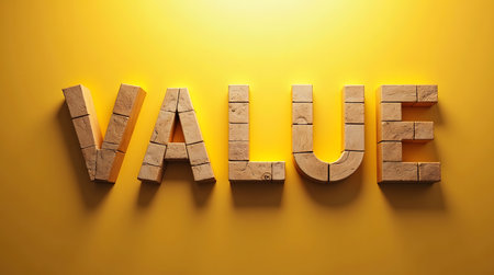 Build value with strong financial foundations, a powerful concept with bright yellow hueの素材