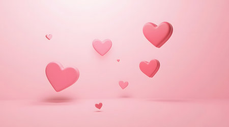 Valentine and Love Theme Backgrounds, floating pink hearts with smooth gradient pastel backgroundの素材