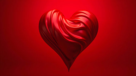 Valentine and Love Theme Backgrounds, Abstract red silk folds forming heart shapeの素材