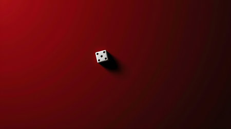 catching white dice shows number six on a rich red surface for games of chance and casino nightsの素材