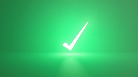 Vibrant green background featuring a clean white checkmark for positive confirmation and successの素材