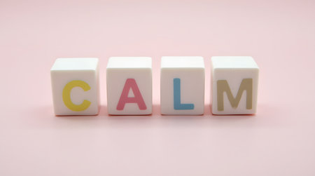 Find your inner peace and relaxation with these calming blocks on a soft pink background for mindfulnessの素材